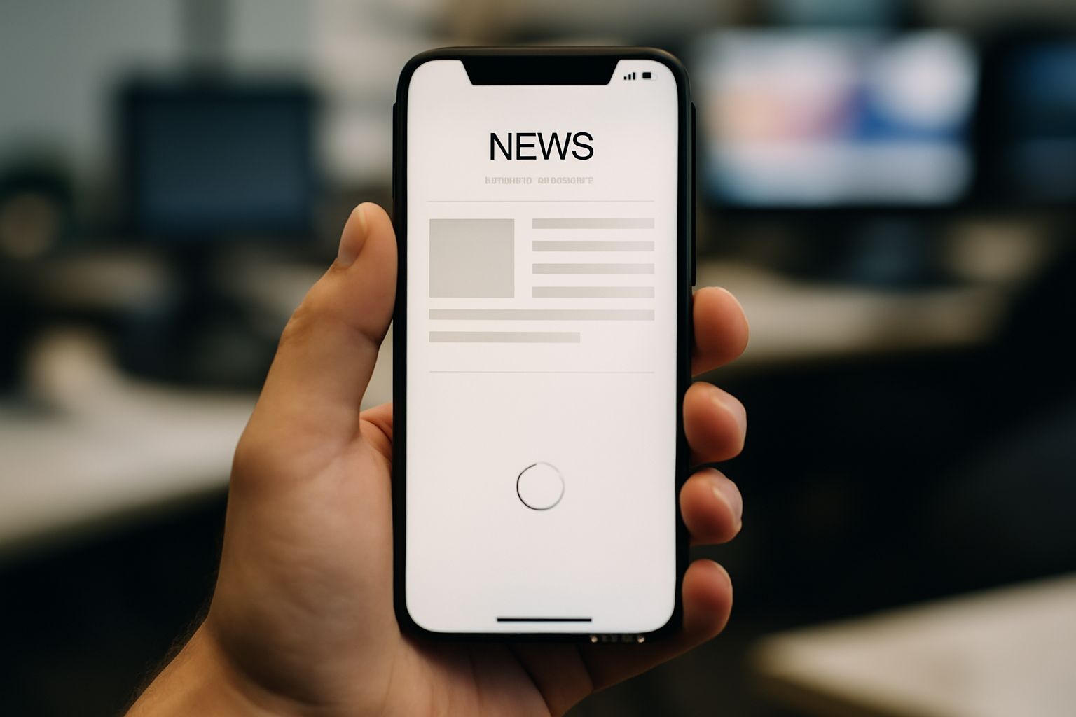 A smartphone screen showing a news aggregator app with a single headline card and no visible article preview text.