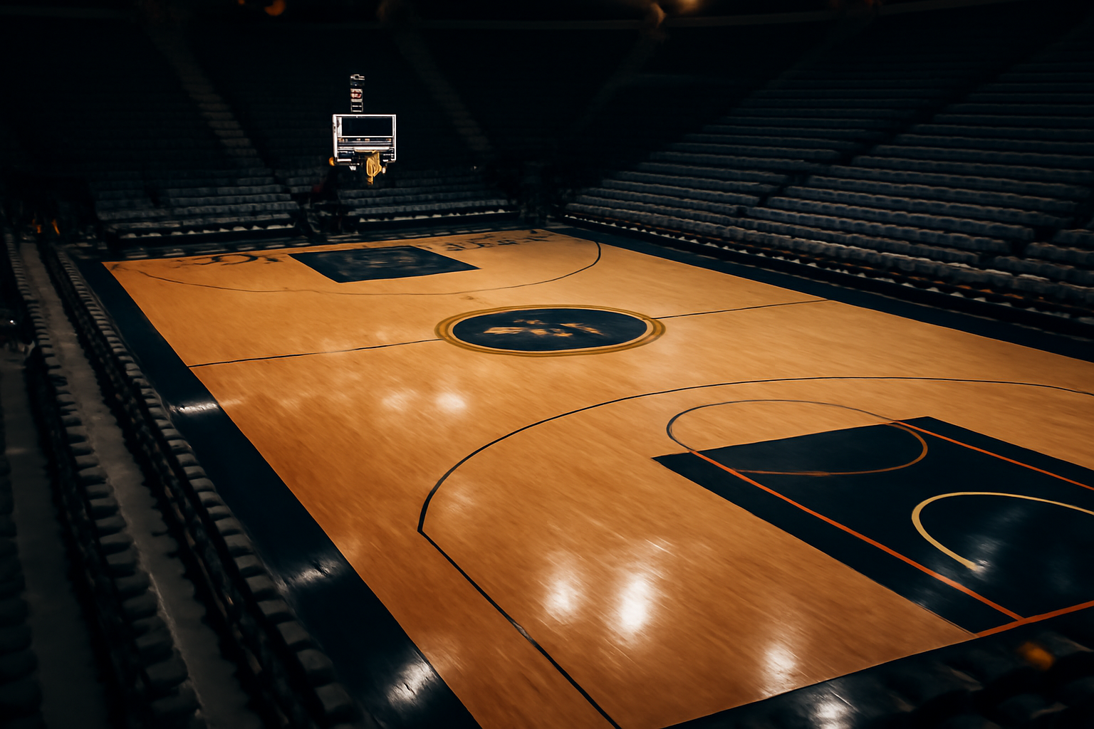 San Antonio Spurs basketball court with arena seating visible in the background
