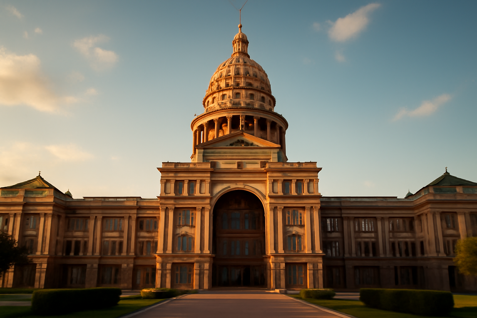 Texas State Capitol dome photographed against a clear blue sky