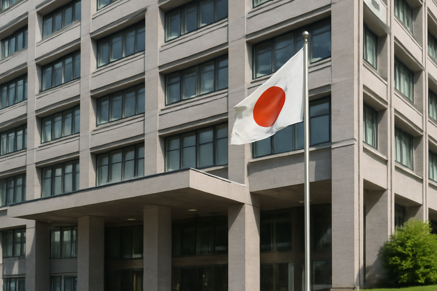 Exterior of Japan's Ministry of Foreign Affairs building in Tokyo under daylight