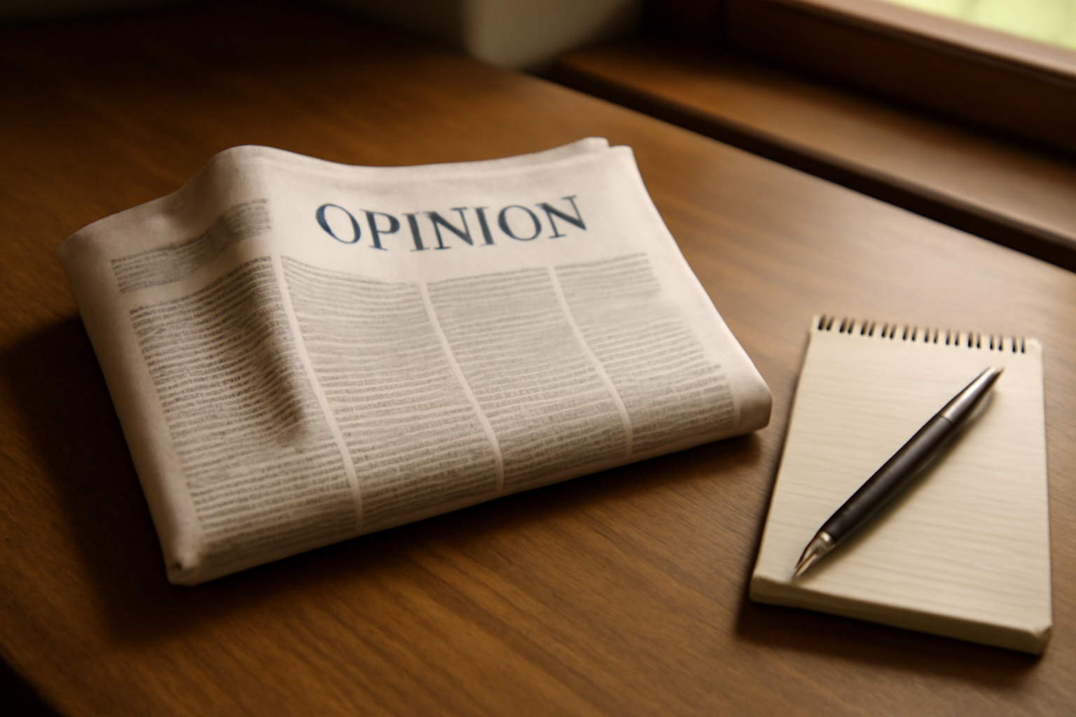Newsstand copy of a European newspaper open to a press freedom opinion column
